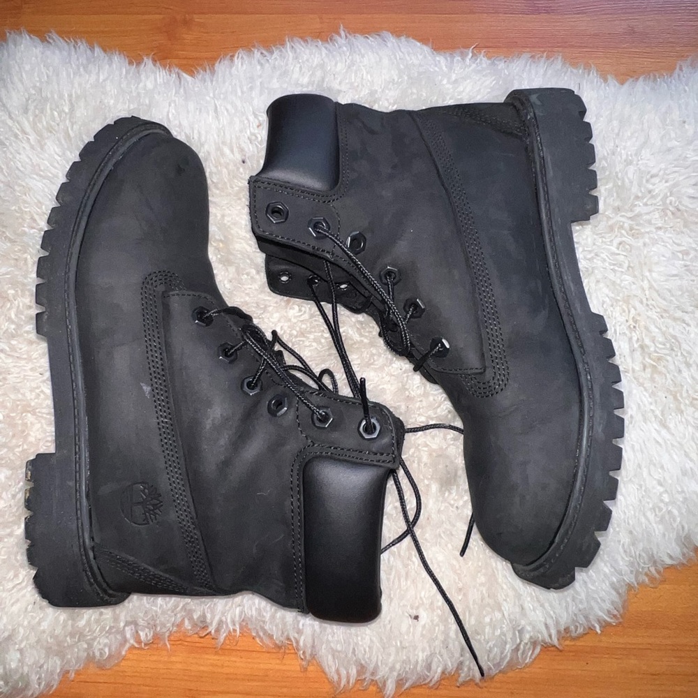 BLACK TIMBERLAND PREMIUM WATERPROOF LEATHER BOOTS
